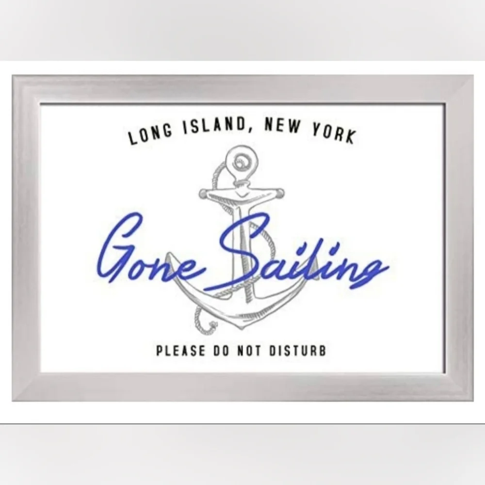 Long Island, New York Gone Sailing Framed Wall Art With Hanging Hardware On Back
